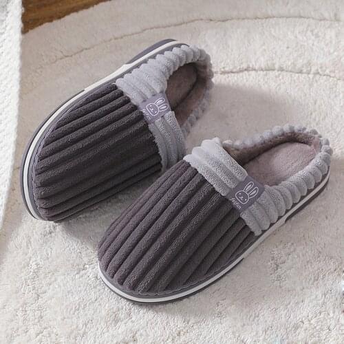 Mens Winter House Slippers Plush Warm Indoor Male Home Flats Shoes Non Slip Bedroom Unisex Comfort Soft Slipper Gray Brown 2022
