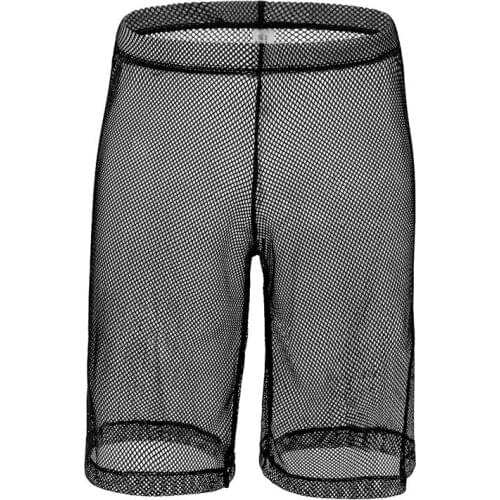Men Mesh Hollow Out Underwear Sheer See Through Men Boxer Half-length Solid U Convex Pouch Boxer Mens Long Underwear Gay Wear