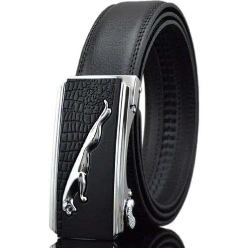 Genuine Mens Belt Fashion Luxury Leopard Belts for Men Leather Belt Business Accessories Automatic Belt Buckle Width 3.5CM Belt