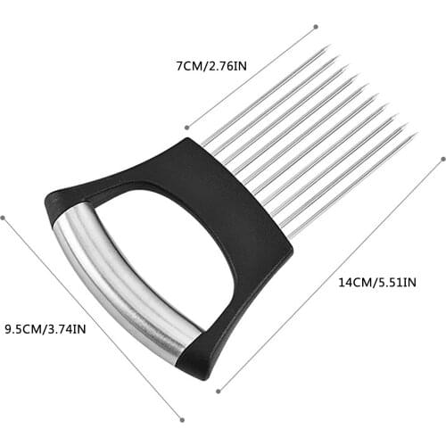 Stainless Steel Onion Cutter Onion Fork Fruit Vegetables Cutter Slicer Tomato Cutter Knife Cutting Safe Aid Holder Kitchen Tools