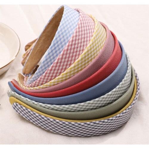 New Korean Retro Solid Plaid Women Hairbands Hot Sale Wide Edges HeadBands For Girls Classical Women Summer Hair Accessories