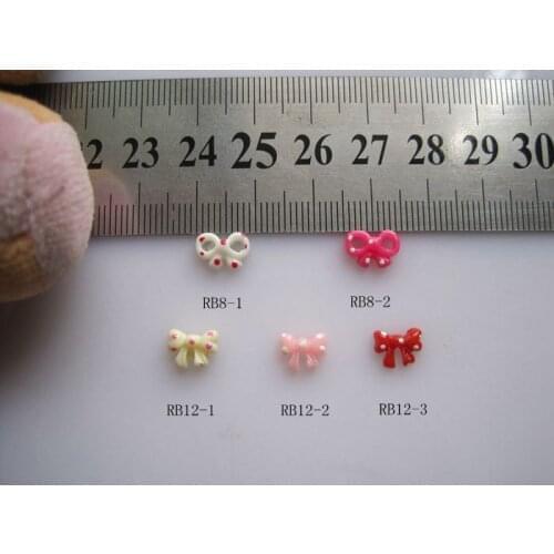 RB8/12 30pcs/bag Resin Dots Bow Nail Art Decoration Nail DIY Deco Resin Bow without Rhinestone
