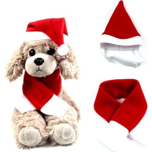 Christmas Pet Santa Hat Cute Sweet Cat Costume Hat With Scarf Dog Xmas Holiday Costume Ornaments For Dogs Cats Christmas Gifts