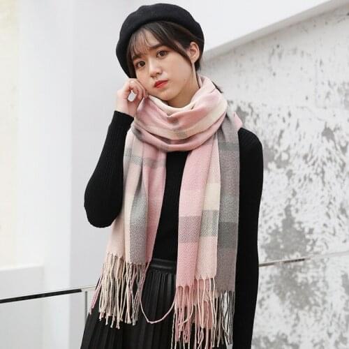 Scarf Female Winter Autumn Winter New Plaid Scarf Japanese Imitation Cashmere Scarf Bib Shawl To Keep Warm