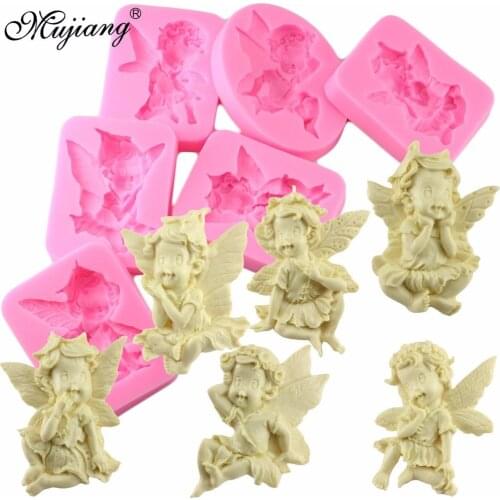 6 Style 3D Silicone Fondant Cake Angel Baby Mold DIY Baby Birthday Cake Decorating Tools Polymer Clay Candy Chocolate Soap Mould
