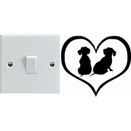 Dachshund puppy heart switch stickers Stylish room decoration 2SS0122