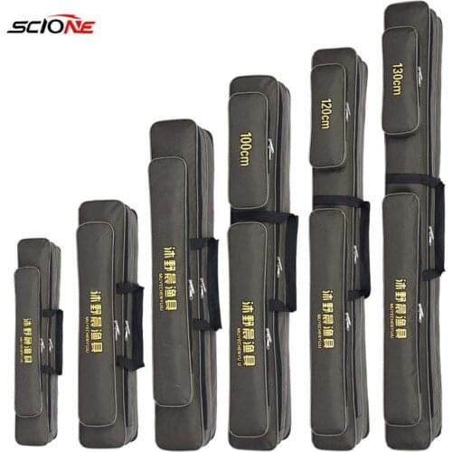120cm/130cm 2 Layer Fishing Rod Carrier Bag Outdoor Fishing Bag Backpack Fishing Pole Tackle Storage Bag Case Waterproof X141G