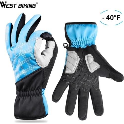 WEST BIKING Warm Ski Gloves Thermal Men Women Winter Snowboard Gloves Fleece Touch Screen Cycling Snow Waterproof Skiing Gloves
