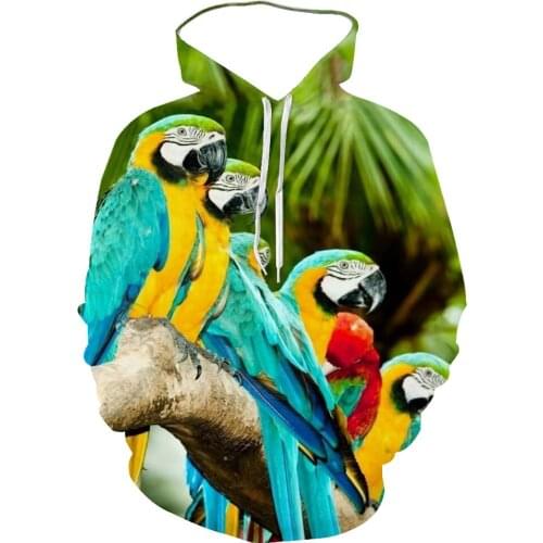Spring autumn Parrot Hoodie Men Streetwear 3D Bird Hoodies 3d Print Sweatshirt Hooded Animal Women Clothing Pullovers Unisex
