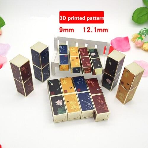 Lipstick tube Chinese Style 3D-printed lipstick DIY Lip balm container Cosmetics Refillable Shell 12.1mm/9mm calibre
