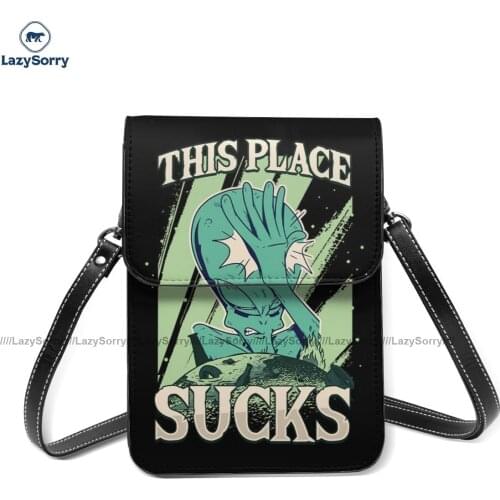 Ufo Shoulder Bag Student Fashion Mobile Phone Bag Aesthetic Leather Outdoor Bags