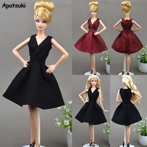 V Neck Party Dress Clothes for Barbie Doll Dresses for 1/6 BJD Dolls Dollhouse Accessories Toy Clothes for Barbie Kids Toys Girl