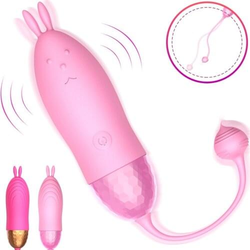 Jump Egg Vibrator With Rabbit Ear Sex Toys for Woman 10 Speed G- Spot Vibrator Clitoris Stimulator Vaginal Massage Toy for Adult