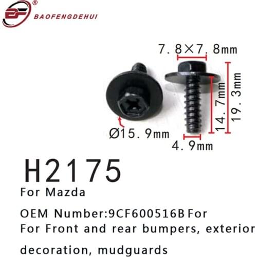 Screw For Car Exterior Decoration Mudguards 9CF600516B For Mazda Front And Rear Bumpers Self Tapping Screw
