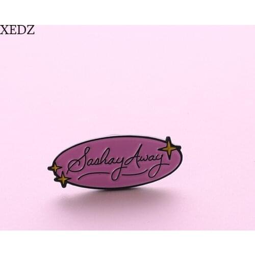 XEDZ New hot sale Pink Oval Text Brooch Fashion Personality Yellow Flash Star Badge Clothing Pendant Jewelry Gift