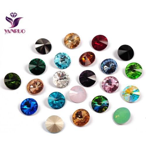 YANRUO 1122 Rivoli Fancy Stones Glass Strass Crystal Pointback Jewelry Sew On Rhinestones for Needlework DIY Crafts