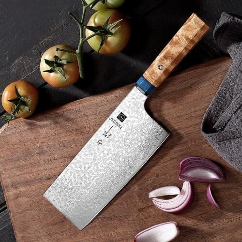 Japan Kitchen Knives Damascus steel Chef knife Handmade Octagonal Ox bone handle Cleaver Vegetable Cutter master cooking