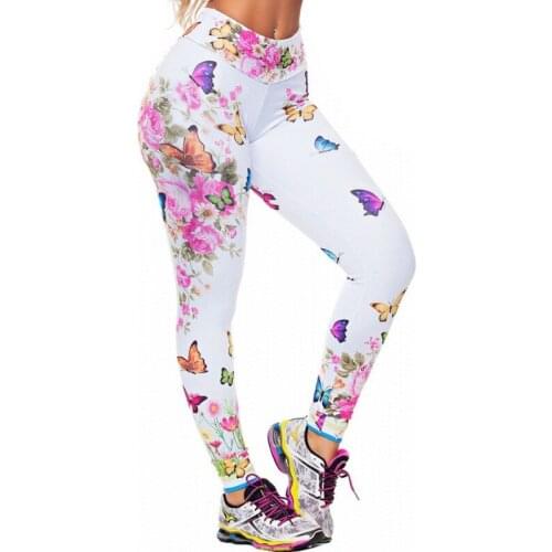 Ladies Explosion Colorful Butterfly Peony Digital Printing Slim Leggings Yo-ga Pants Sports Stretch Quick-drying Pants leggings