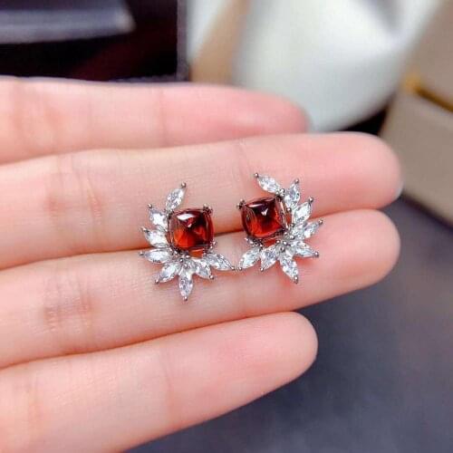 Natural Sugar Tower Garnet Gemstone Fashion Earrings for Women S925 Sterling Silver Fine Jewelry NEW Free Shipping MeibaPJFS
