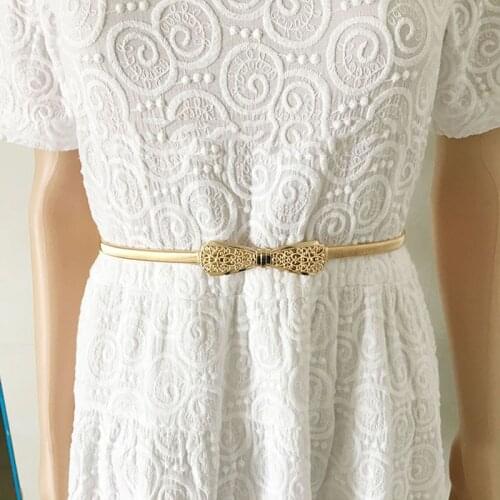 Dress Ladies Gold Silver Bow Belt Female Luxury Belts Chain Fashion Design Solid Belts For Women Stretch Belt