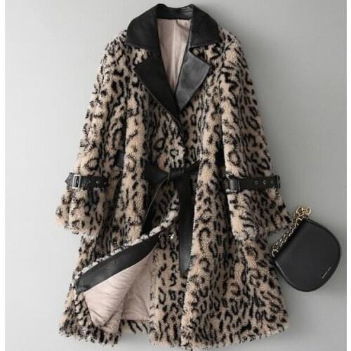 Winter luxurious Leopard faux fur coats jackets stand collar casual winderbreaker female thick fur outwear fake fur colthes F171