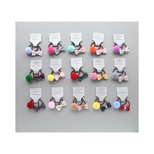 2 PCS Creative Ball Bowknot Princess Headwear Baby Headdress Children Hair Ropes Girls Hair Accessories Kids Elastic Hair Bands