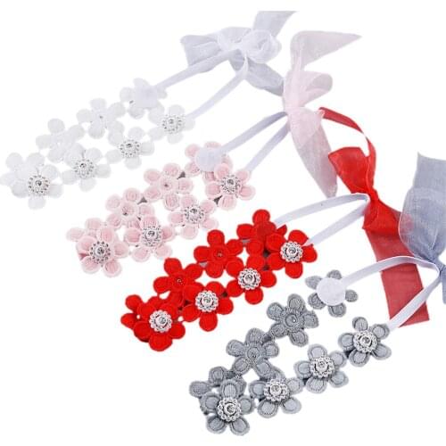 2020 Newborn Kids Baby Girl Flower Headband Elastic Soft Floral Hairband with Bowknot Ribbon for Birthday Party Wedding