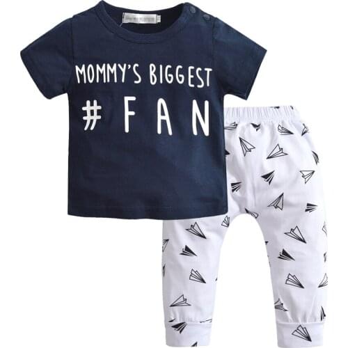 2020 Summer New Baby Boy Clothes Fashion Unisex Cotton Letter T-shirt+Pants 2pcs/suit Newborn Toddler Baby Girl Clothing Set