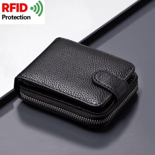 2020 Smart Wallet men wallets Card Holder Rfid 100% Genuine Leather Card Wallet Vintage boys wallet Hasp Coin Pocket carteira