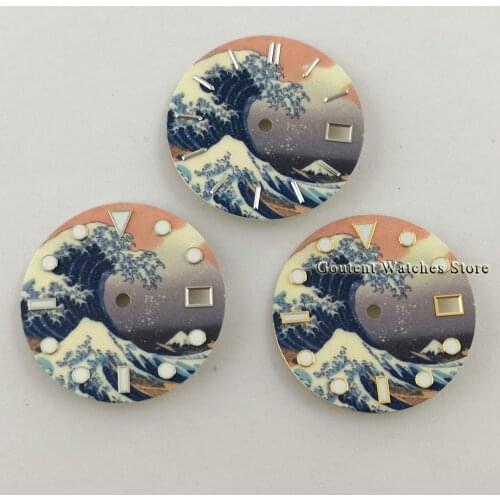 28.5mm Goutent Sterile C3 Super Green Luminous Watch Dial Fit For NH35 NH35A NH36 NH36A Movement