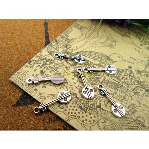 30pcs horse head instrument Charms Antiqued Silver Tone instrument charm pendants 24x8mm
