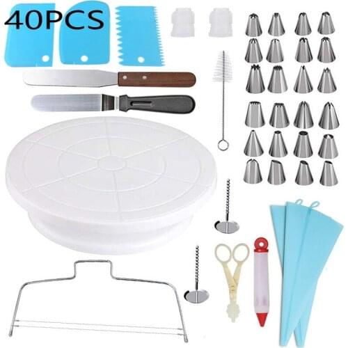 40/36pcs Cake Decorating Ipment Set Cupcake Decorating Kit Baking With Nonslip Turntable Stand Frosting Tools For Cake DIY