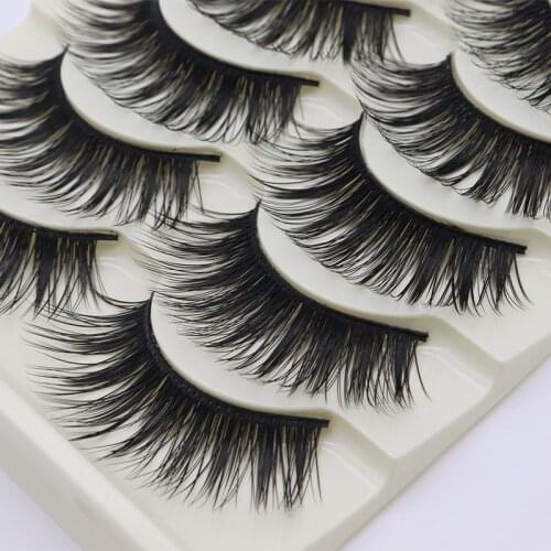 5 Pairs Multi Layered False Eyelashes Fluffy Volume Lashes 3D Layered Effect Reusable Easy to Apply False Eyelashes DL