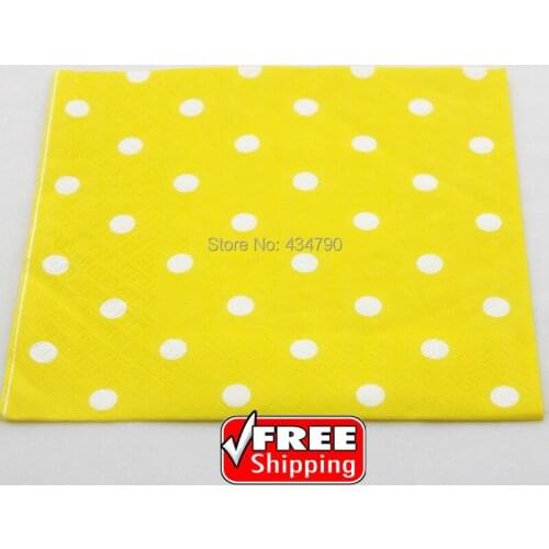 60pcs Yellow Polka Dot Paper Napkins,Decoupage,Collage,Scrapbooking Serviettes Party Supplies,Tableware-Choose Your Colors