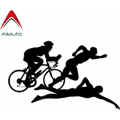 Aliauto Fashion Car Sticker Funny Triathlon Sports Auto Motorcycles Accessories PVC Decal for Kia Rio Passat B6 Lada,13cm*8cm