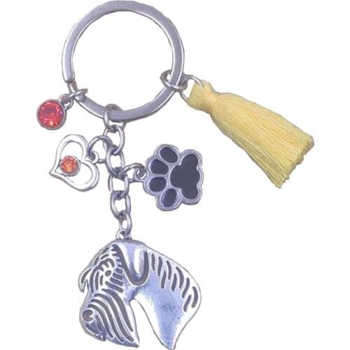 Schnauzer Dog Animal Kawaii Alloy Purse Keychain Key Ring Pet Tassels Antique Bohemian Women Men Jewelry Birthday Gift K103-104