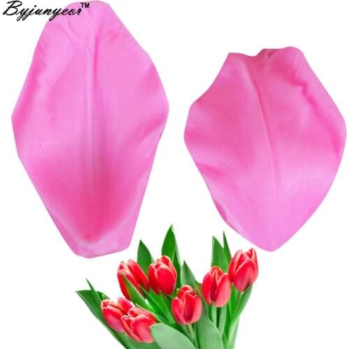 Byjunyeor M183 Tulip Flower Veiners Silicone Molds Fondant Sugarcraft Gumpaste Clay Water Paper Cake Decorating Tools