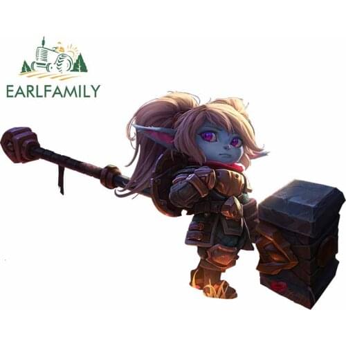 EARLFAMILY 13cm x 8.3cm for League of Legends Poppy Personality Car Stickers Cartoon Decal Windshield Trunk RV Anime Car Styling