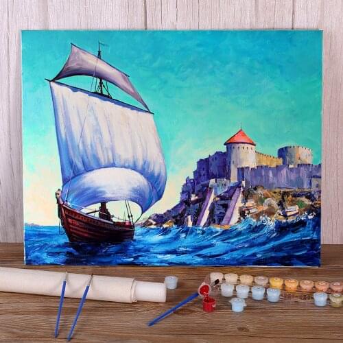 Landscape Seagull Spas Painting By Numbers Set Acrylic Paints 40*50 Canvas Painting Loft Picture For Kids Art