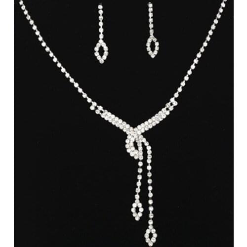 Jewelry set 2 piece bridal accessories Free shipping New 2019 hot women Fashion jewelry small crystal necklace earrings #N217