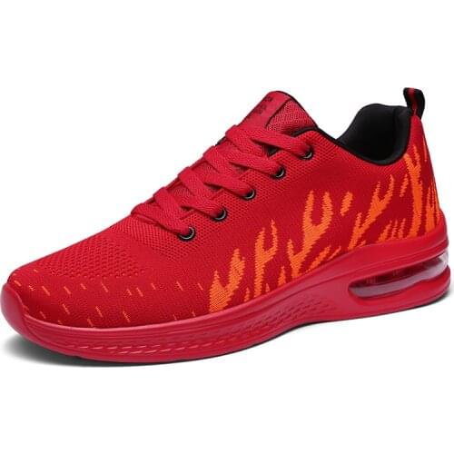 Running Shoes 2020 Autumn New Unisex Air Cushion Lovers Shoes Laced Shoes Breathable Flying Sports Shoes Brand Off Red Sneakers