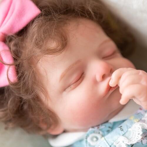 NPK 49CM Bebe reborn Doll Sleeping Girl Rosalie newborn baby dolls Soft Body Flexible Hand-Drawing Hair