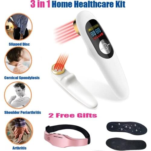 LASTEK 3 in 1 Handheld Pain Relief LLLT Laser Therapy Device + 808nm Laser Glasses + Abdominal Muscle Training Massage Sticker