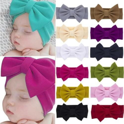 Newborn Baby Girl Hair Band Big Bow Headband Turban Knot Hair Accessory Head Wrap 12Color