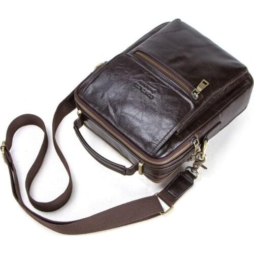 Small Genuine Leather Mens Messenger Laptop Briefcase Man Bag For Men Shoulder Bags Male Crossbody Bags For 9.7" Mini Ipad 2019