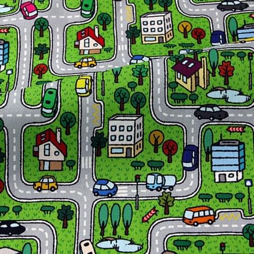 Cartoon City Street Print100% Cotton Fabric for Dress Sewing Home Textile Quilting DIY Needlework Material Fabric
