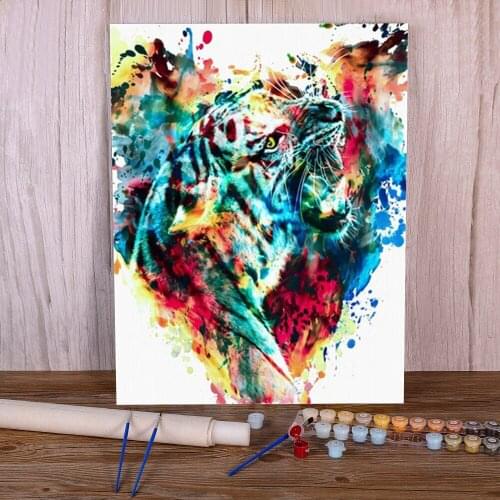 Colored Wolf Paint By Numbers Package Oil Paints 50*70 Oil Painting New Design For Handiwork