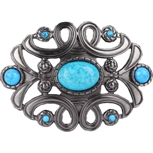 Novelty Western Cowgirl Belt Buckle Synthetic Turquoise Metal Rodeo Boho Indian Style