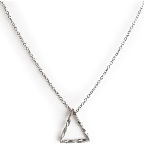 Men necklace stainless steel Necklace Women Men Simple Long Chain Rectangular pendant Necklace Silver Twirl Triangle Necklace