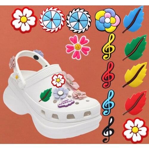 Shoe Charms Accessories Musical Note Shoe Charms Red Blue Leaves Flower Shoe Accessories Decoration Fit Kids Party Gifts